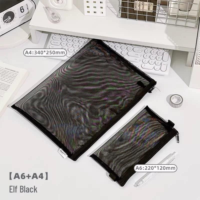 Mesh Document Bag with 6 Zippers - 5 Storage Compartments for Students & Files, Back-to-School Handbag