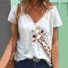 Women Summer Tops Loose Giraffe Soft Causal Short Sleeve T-shirt Top Blouse