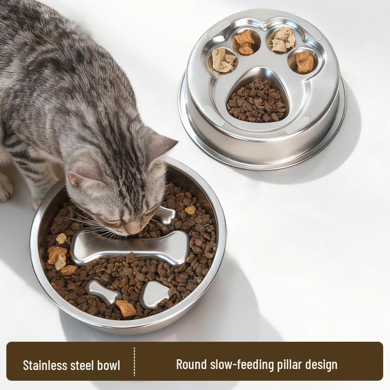 Stainless Steel Non-Slip Slow Feeder Bowl for Small Dogs and Cats