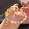 Vintage High Quality Maillard Natural Citrine Artificial Crystal Pearl Bracelet Bracelet.