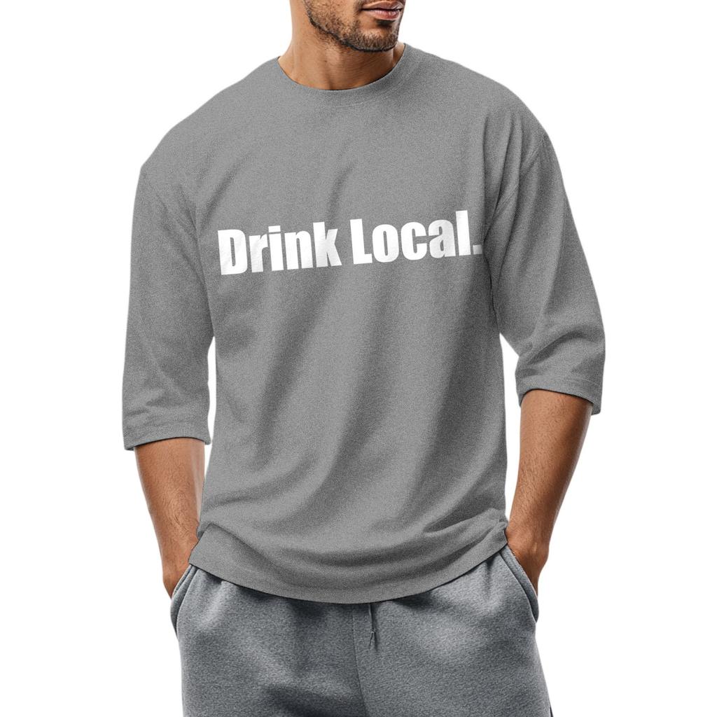 Men's fashionable casual round-neck three-quarter sleeve top T-shirt