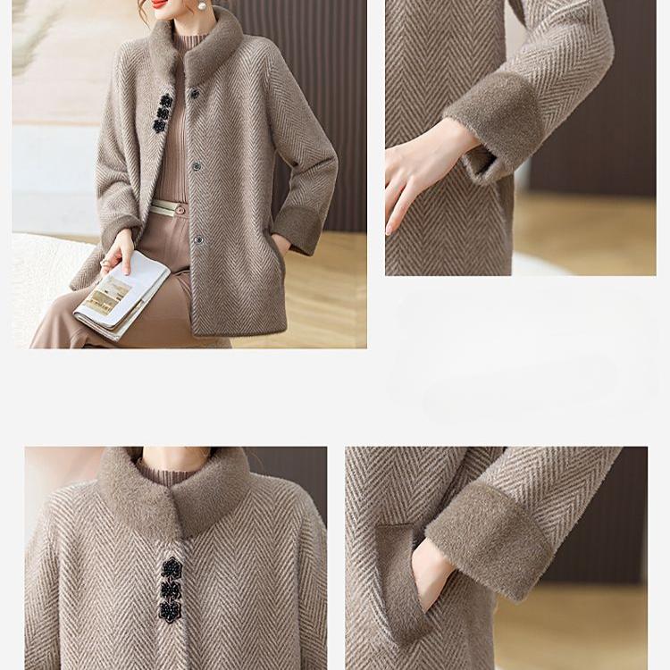 Autumn Winter Women's Mink Fleece Jacket Thick Warm Knitted Plush Cardigan Coat Short Knitted Cardigan Top