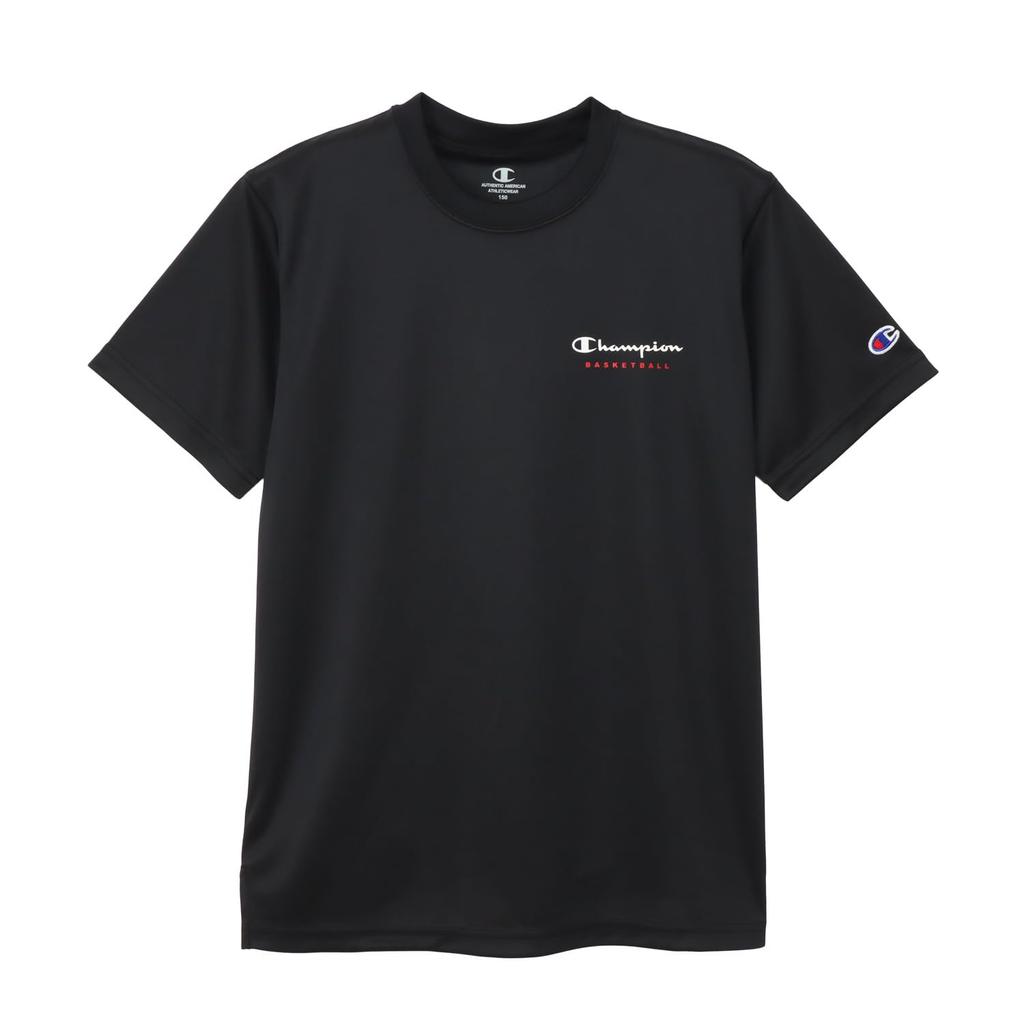 Champion Short Sleeve for Short Crew Quick Highly Antibacterial and Odor Script Short Sleeve Black T-Shirt Kids, Sleeve, Neck, Drying, Breathable,