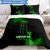 3PCS Monster Drink Bedding Set Duvet Cover Closure Includes 1 Duvet Cover & 2 Pillowcases for All Seasons Bedroom Decor Christmas Fan Gifts