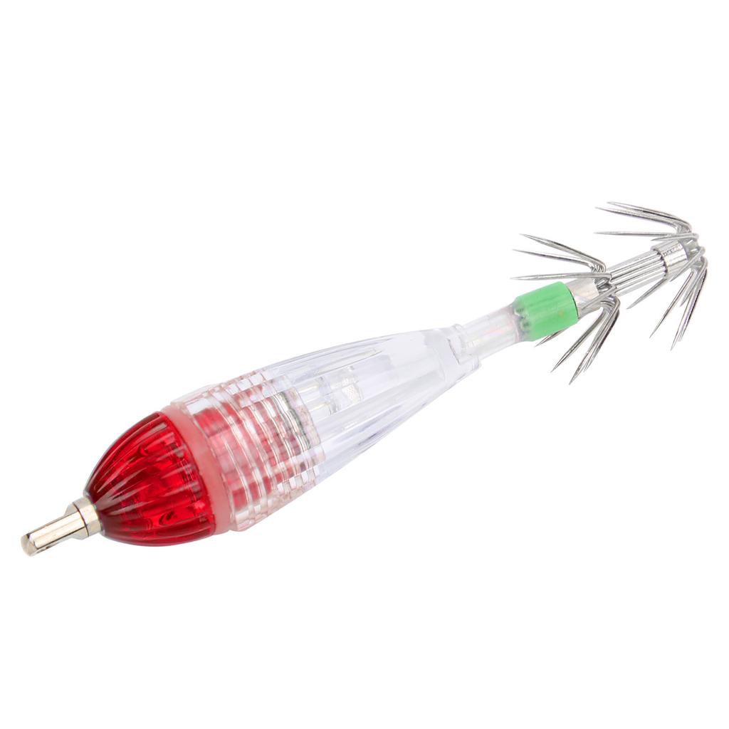 Fishing LED Lure Light Squid Shape Red Light Color Bait Underwater Lamp with Hook