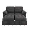 3-in-1 Double Sofa Bed with Adjustable Backrest and Bed Function, Convertible Sofa with USB Charging Port, Chenille Fabric, Grey, Incl. 2 Cushions