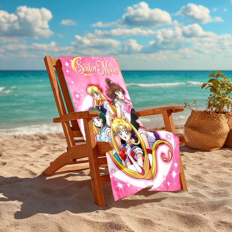 1Pc Sailor Moon Adventures Beach Towel, Quick Dry, Multi-Use for Beach Pool Gym Yoga Home Travel, Christmas, Halloween, Xmas Gift Em92858
