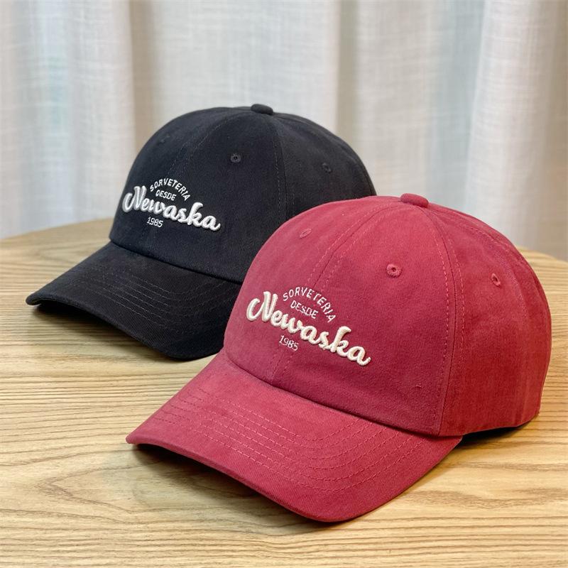 New duckbill cap with soft top and letter embroidery, adjustable deep-top baseball cap that makes the face appear smaller, sun protection hat for