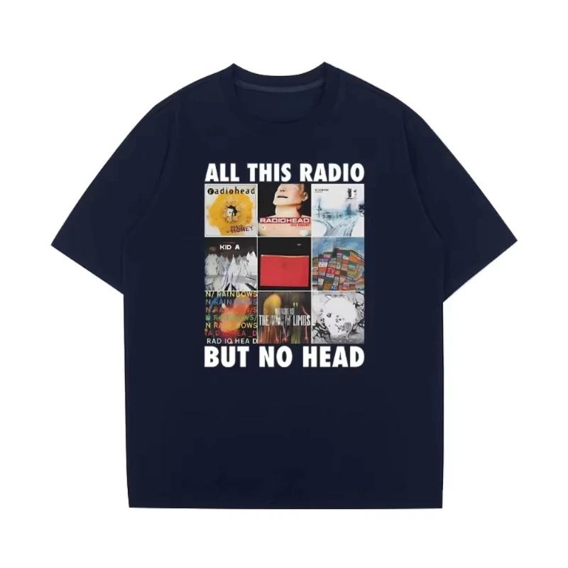 2026 Tutta Questa Radio Ma Nessuna Testa Stampata Maglietta Uomo Donna Radiohead Band Rock Maniche Corte T-shirt Ampia Hip Hop Streetwear