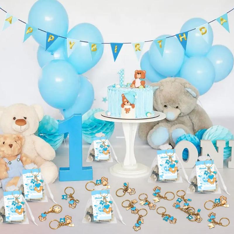 Baby Shower Favors for Kids Footprint Keychains Gifts with Bottle Lollipop Bags Thank You Tags for Baby Shower Party Supplies
