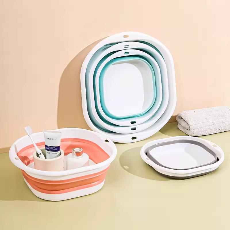 Set lavoar pliabil: Bazin compact, pregătit pentru călătorie, din plastic, din 3 piese, pentru bebeluși și copii, disponibil în dimensiuni mici, medii și mari.