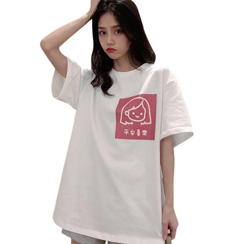 

Футболка с круглым вырезом и короткими рукавами, летняя, с принтом, простая свободная универсальная рубашка для студентов XL