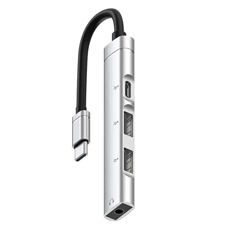 USB C Hub PD+Audio, Type C Multiport Adapter for Huawei iPad, 3.5mm+USB+PD