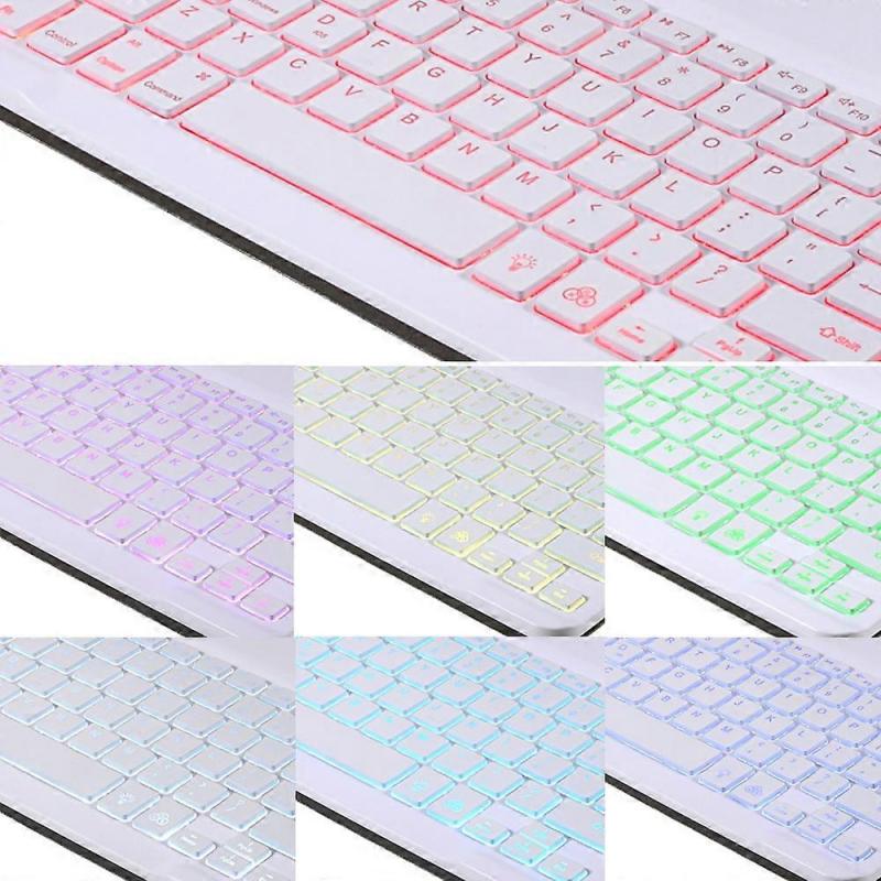 A07BS Ultra Thin Detachable Bluetooth-compatible Keyboard Leather Case with Pen Slot and Backlit Com