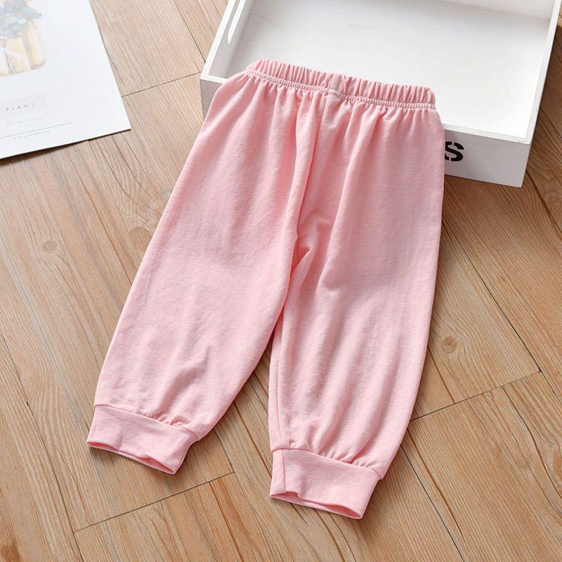New Casual Pants for Children Fashionable and Versatile Printed Cropped Pants for Baby Girls Thin Mosquito Repellent Pants for Girls