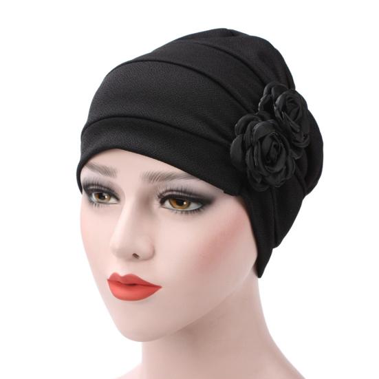 Women Rose Flowers Decor Beanie Cap Snood Hat Fashion Headwrap Headwear Gift