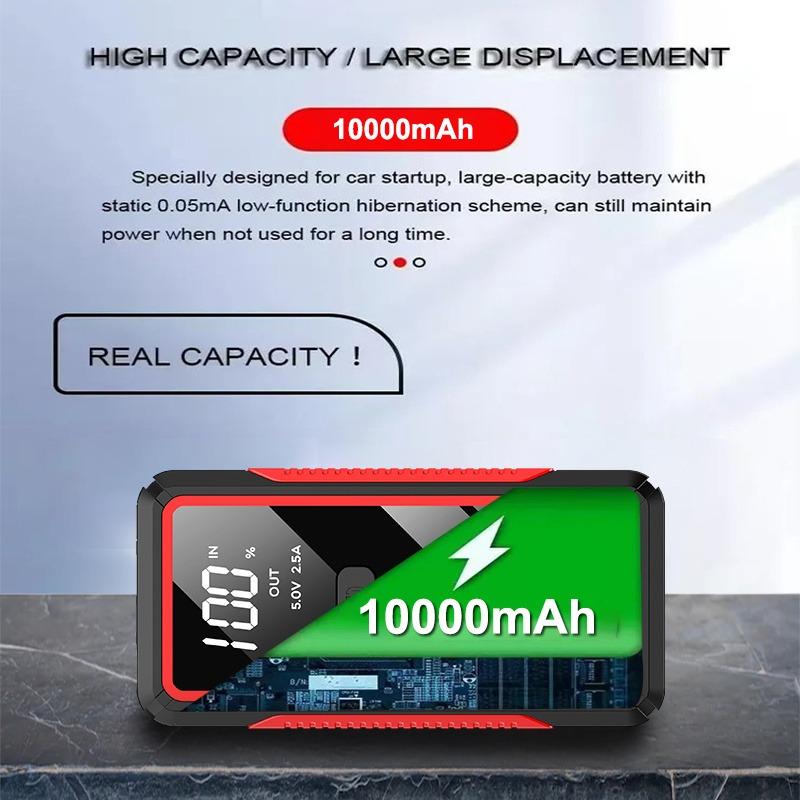 Car Jump Starter Power Bank Portable Emergency Booster Charger Starting Device for 12V Engine Smart Clip Emergency Kit for Camping and Road Trips