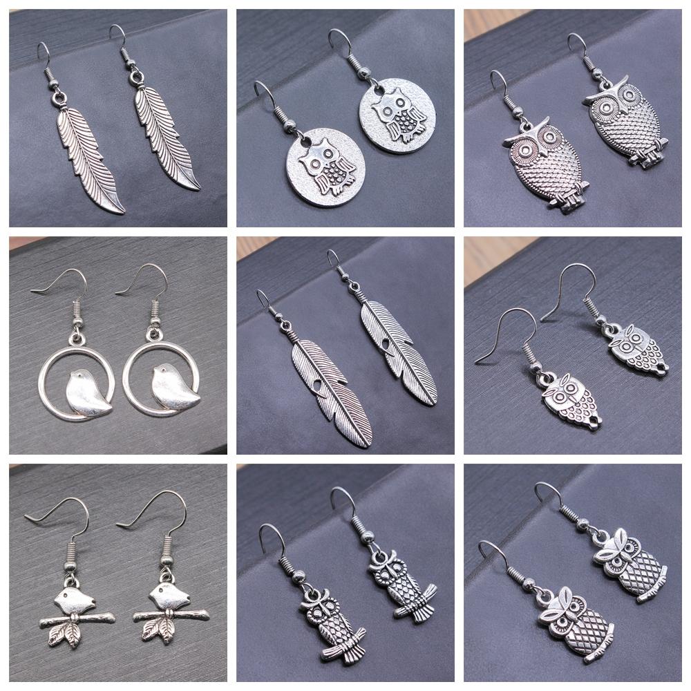 53 Styles Bird Earrings For Women Vintage Owl Dove Peacock Phoenix Swallow Feather Hummingbird Flamingo Parrot Earrings