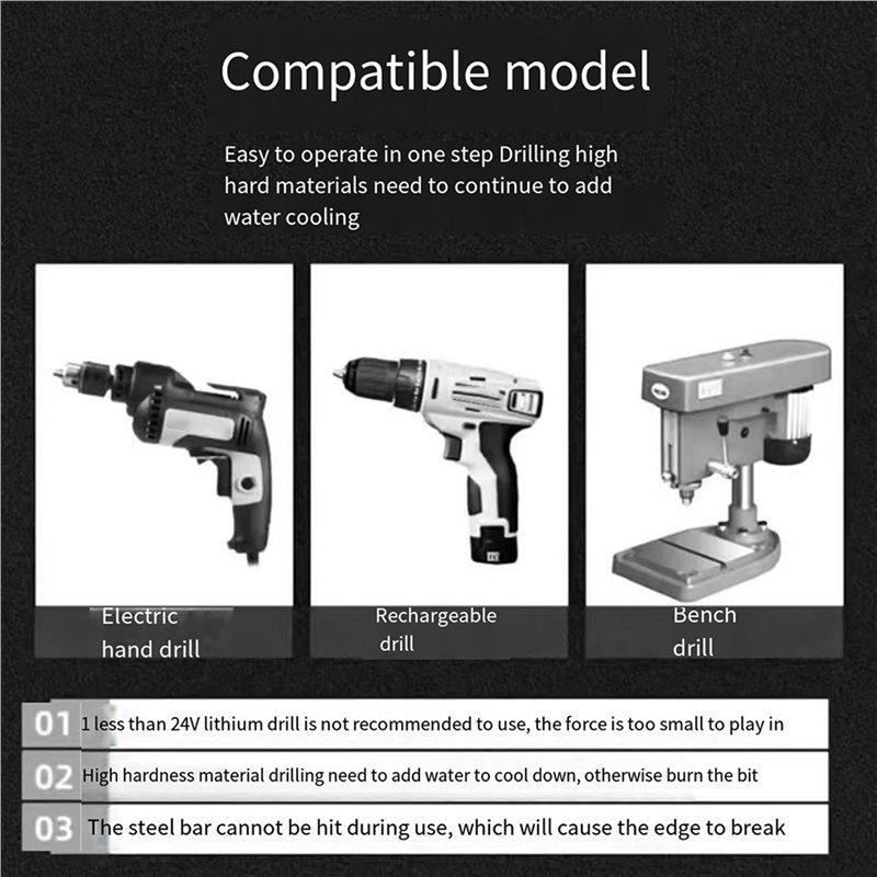 A84X-New Four-Edged Sawtooth Eccentric Drill For Dry Drilling Of All Tiles, Glass, Marble And Concrete 8Pcs