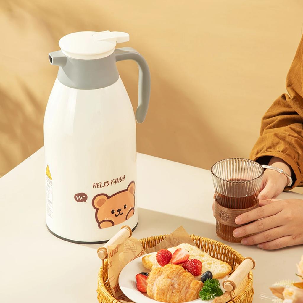 Thermos Kettle With Glass Liner Portable Large Capacity Hot Water Bottle Office Household Vacuum Insulated Kettle