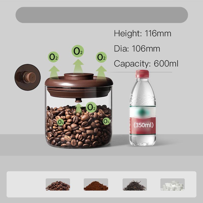 

Coffee Beans Vacuum Sealed Tank Household Anti-UV Glass Food Storage Tank For Moisture-proof Air Extraction Tea Storage Tank