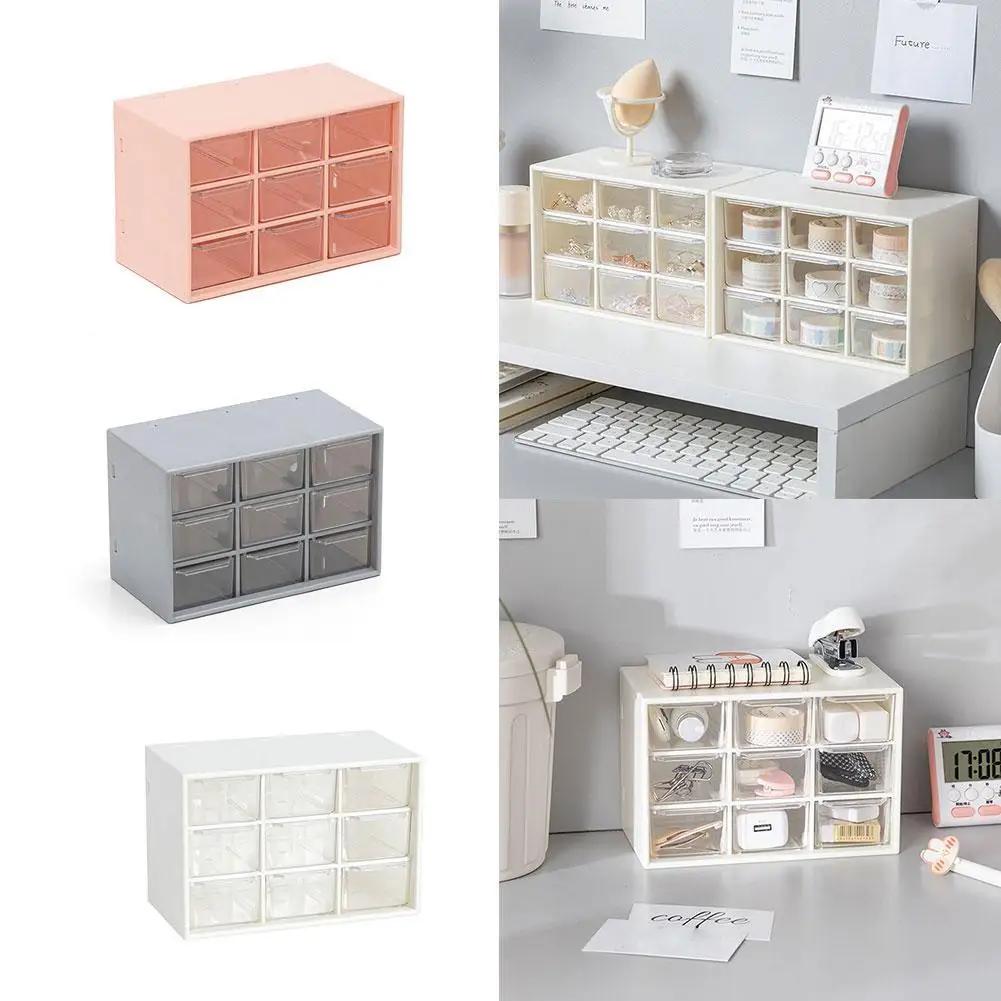 Boîte de Rangement de Bureau en Plastique à 9 Compartiments Tiroir à Bijoux Rangement Cosmétiques Boucles d'Oreilles Maquillage Organisateur Perles Boîtes Conteneurs Bac