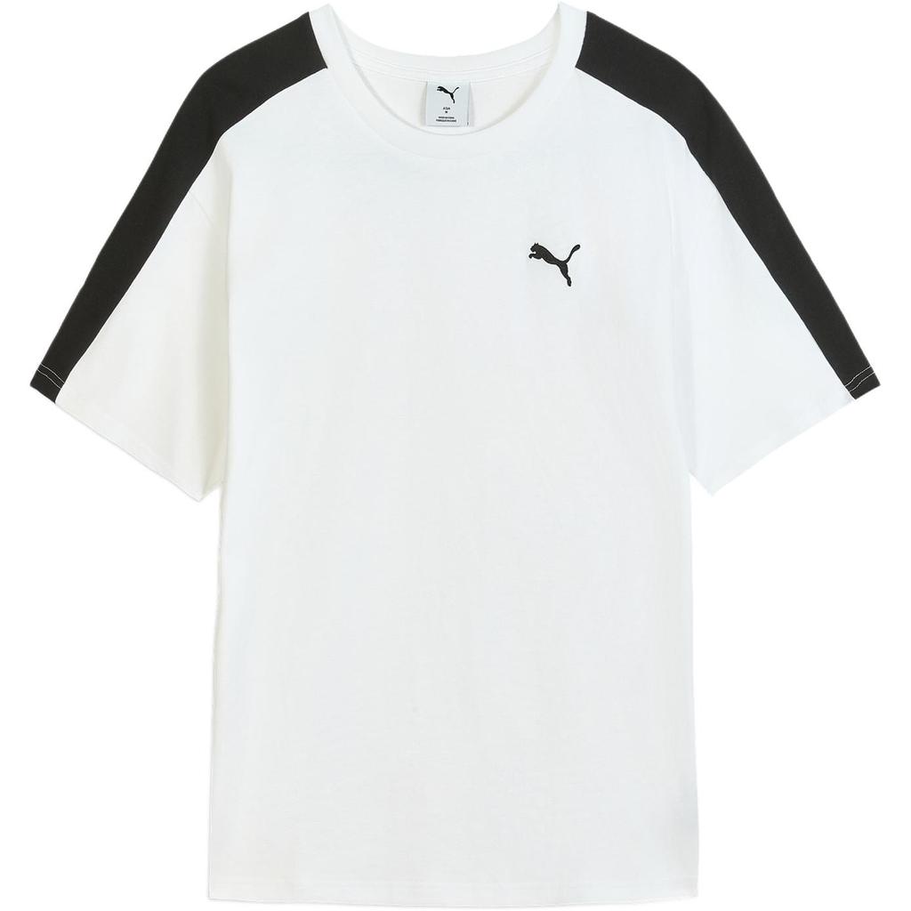 PUMA T7 T Shirts Men's White Crew Neck Moderate Straight Fit 634786-02