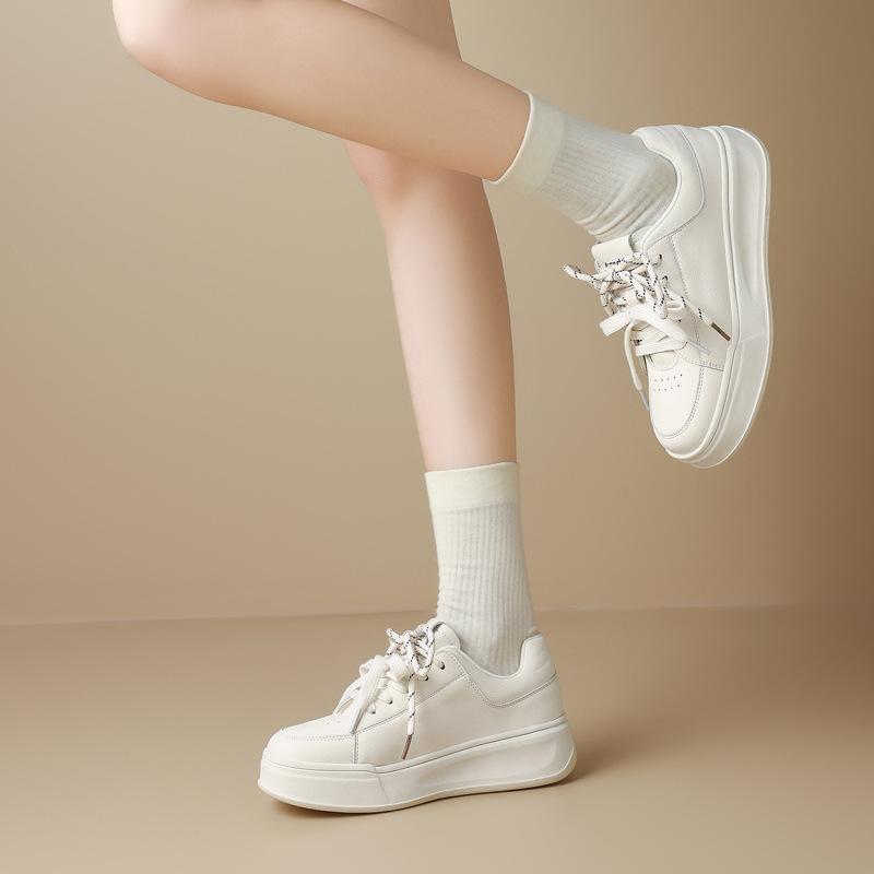 Augustine platform white shoes women's 2025 spring new fashion casual muffin board shoes small sports shoes