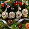 4Pcs Christmas Santa Glass Ball Ornament Winter Holiday Party Xmas Tree Hanging 2D Acrylic Santa Claus Snow House Ball Decoration