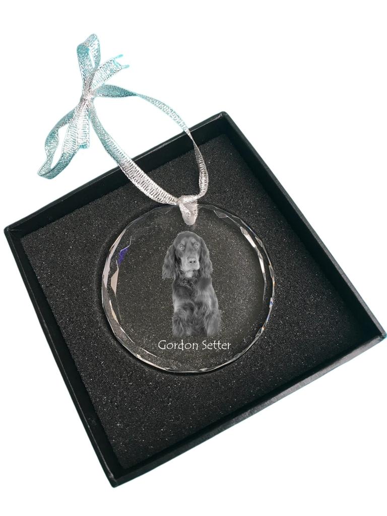 Gordon Setter - Crystal Bauble with a Photo, Dog Photo In Crystal, Personalized Christmas Tree Ornament by Art-Dog Brand