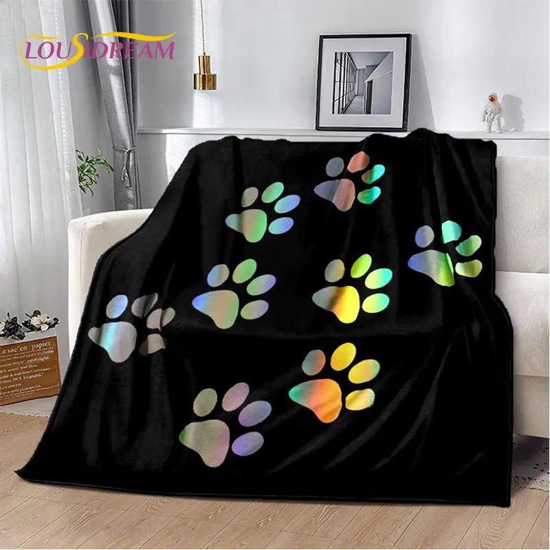 Pets Footprint Sole Series 3D Soft Plush Blanket, cobertor de flanela para sala de estar, quarto, cama, sofá, piquenique, capa para crianças