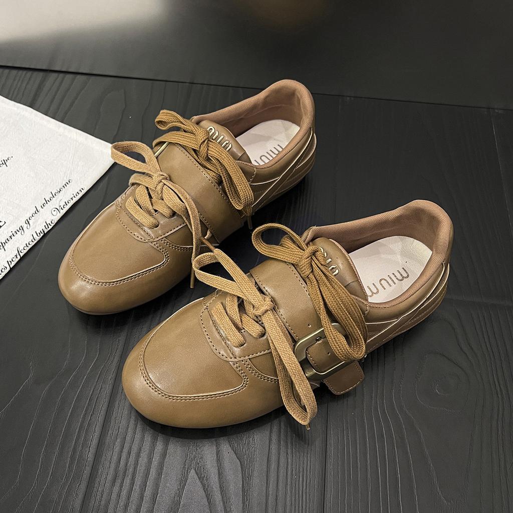 American Retro German Training Shoes Flat-soled Soft-soled Sports Casual Shoes Fashion Casual British Style Small Leather Shoes Single Shoes Women