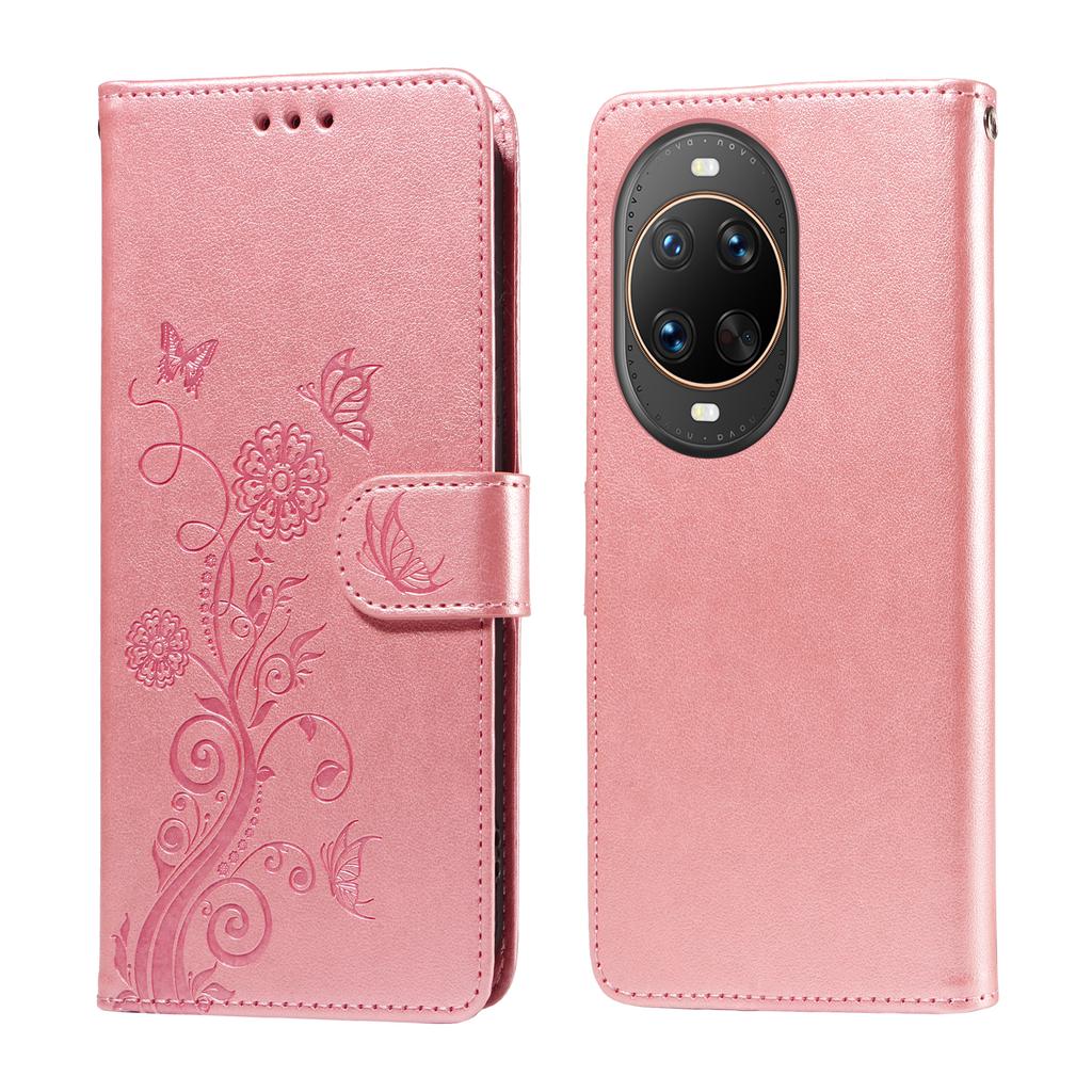 For Huawei Nova 14 Ultra 5G Leather Case Butterfly Floral Imprint Wallet Stand Cover