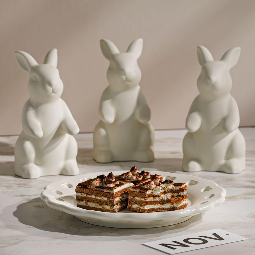 3D Niedliche Süßigkeitenteller Osterhase Form Silikon Kaninchen Tablett Form für Thanksgiving Feiertage Party Büros Zuhause Zimmer Schreibtisch Schreibtisch