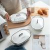 Baked Plate with Lid Cheese Baked Rice Bowl Ceramic Double Ear Baked Bowl, Microwave Oven, Oven Plate, Household Vegetable Plate