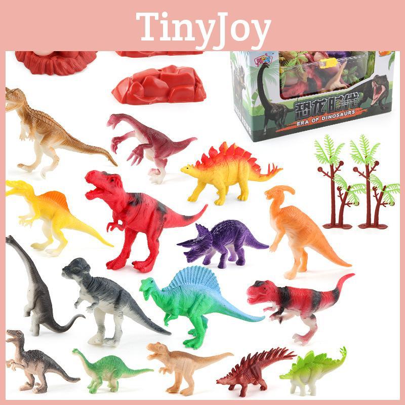 Portable Dinosaur Figurine Set For Kids With 17 Realistic Pvc Model Dinosaurs In Storage Box