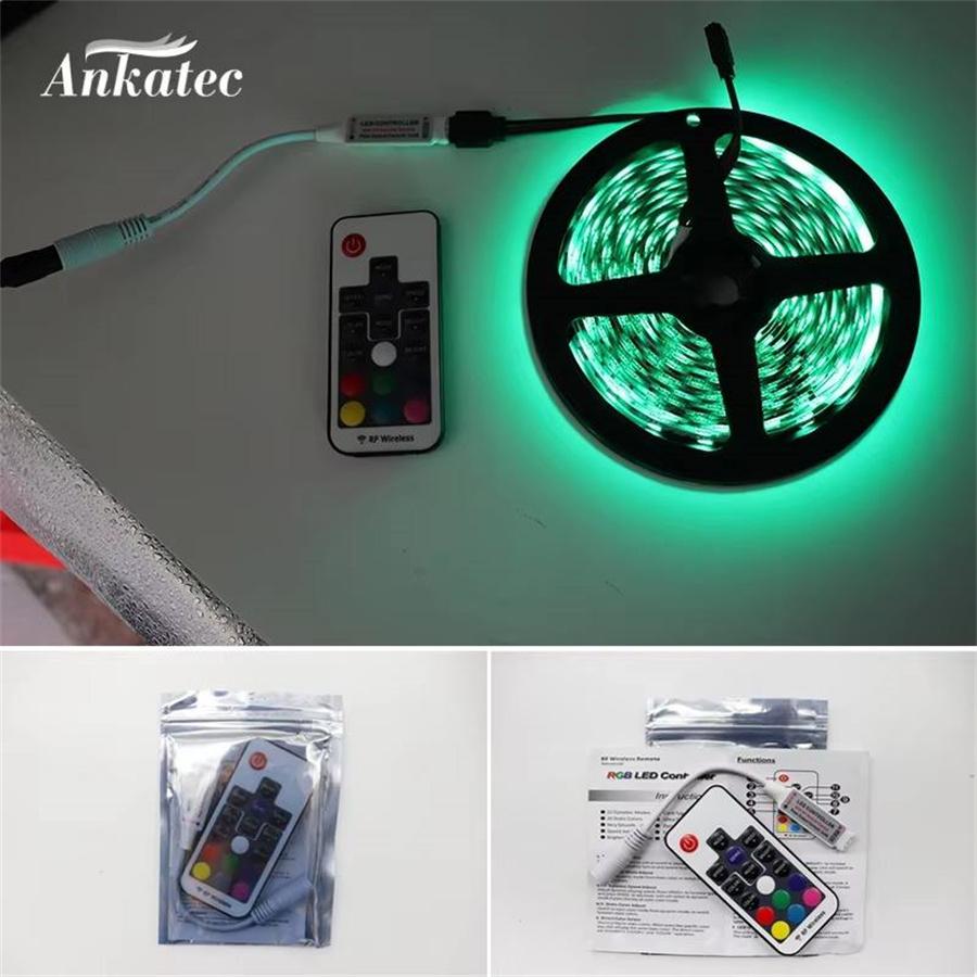 DC 5V USB SMD2835/3528 RGB 5M IP65 LED Strip Light Kit with 17-Keys RF Remote Controller TV Screen Backlight App Control