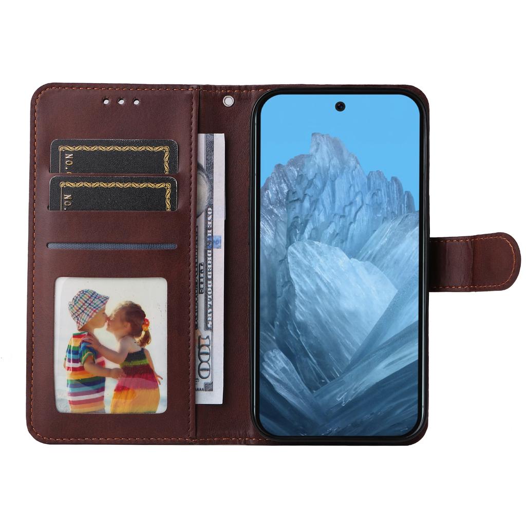 For Google Pixel 10 Pro/Pixel 10/Pixel 9/Pixel 9 Pro Leather Case 3 Card Slots Stand View Phone Cover Calf Texture