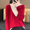Women's Comfortable Sweater with Hooded Two New Knitted Sweater Fake Outer Wear Early Autumn Loose Pullover Hooded Color Matching