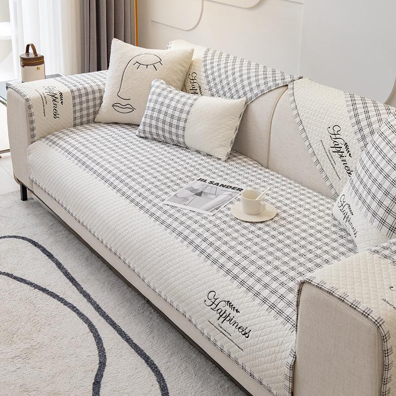 Sofa Cushion Four Seasons Universal Pure Cotton Cushion Simple Modern Nordic Cotton Non-Slip Sofa Towel Cover Cloth Cushion Summer