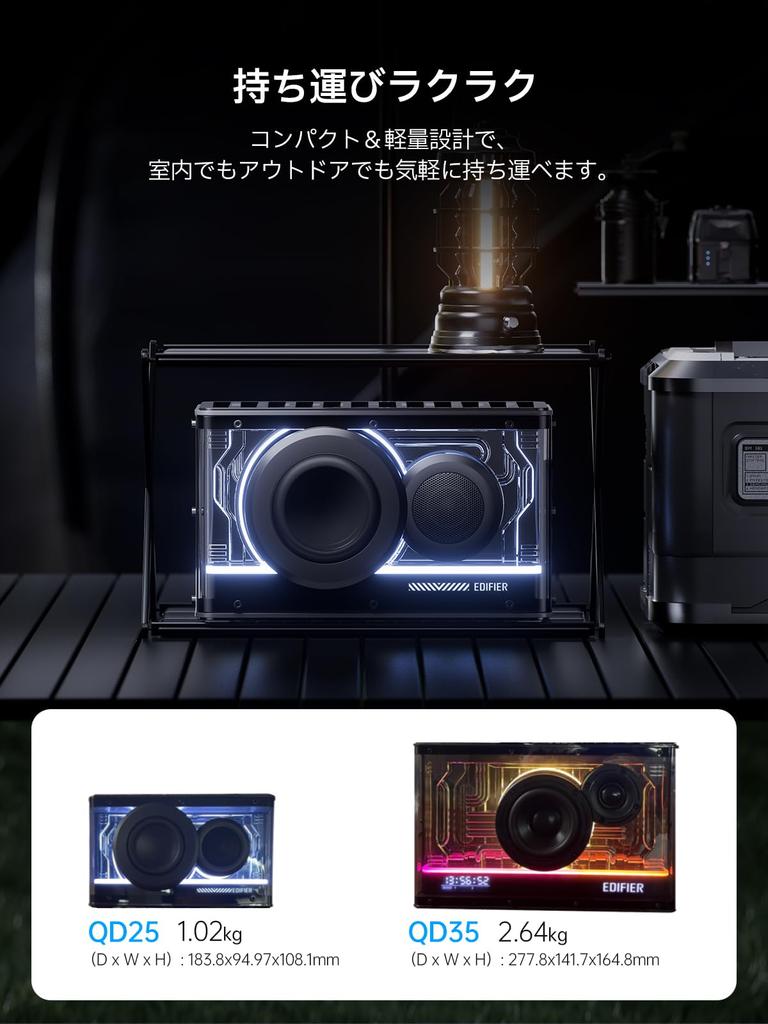 Edifier QD25 Compact Portable Speaker with Bluetooth 25W 15 Hours of Continuous Stereo RGB Equalizer App White 6.0, Output, Playback, Pairing,