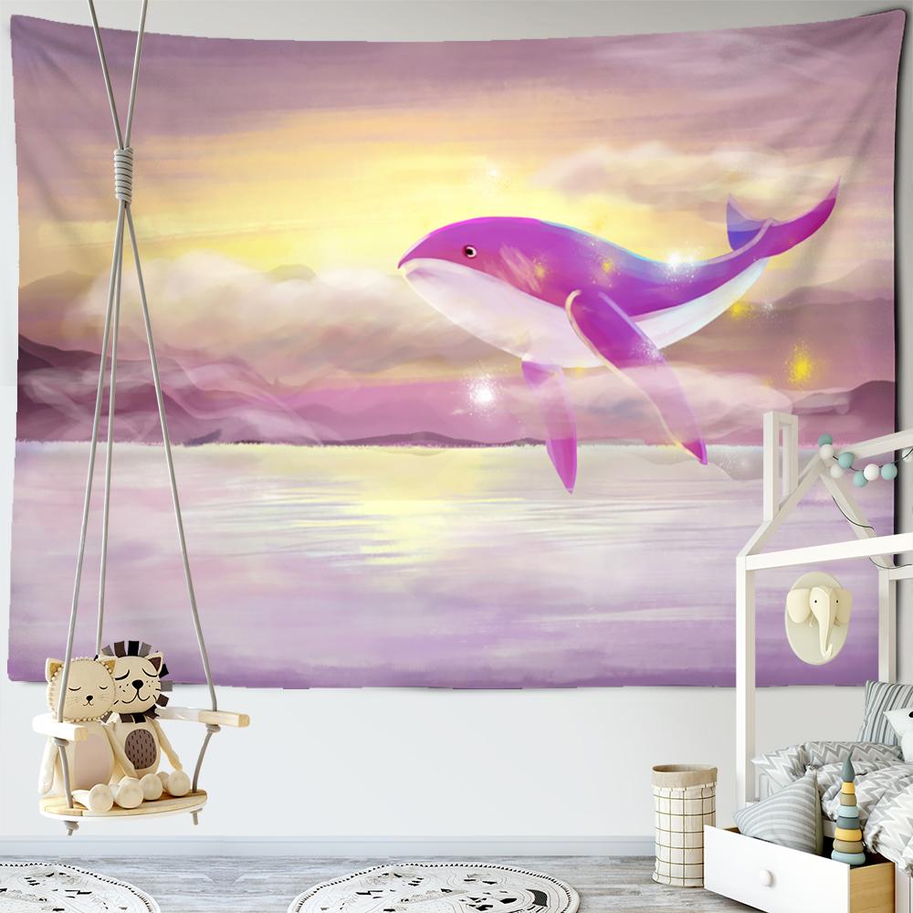 Dream Whale Tapestry Wall Hanging Cartoon Kawaii Hippie Art Tapiz Boho Kids Room Girls Dorm Home Decor