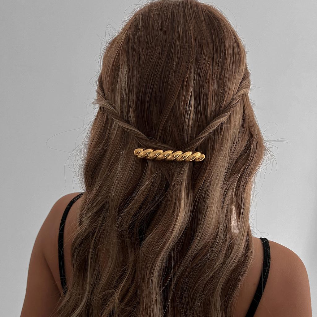 Simple alloy hair accessories hairpin spring clip women 2025 new Internet celebrity high-end word ponytail clip