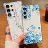 Blue Purple Flower Case For Samsung Galaxy S26 S25 S24 Ultra S23 S22 Plus S21 FE A54 A15 A25 A35 A55 A16 A26 A36 A56 A17 A37 A57 5G Clear Soft Cover