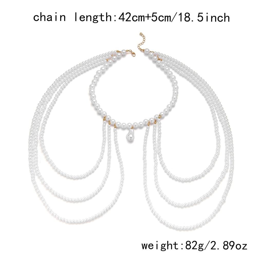 Collier de Perles Imitation Irrégulières pour Femmes Hommes Minimaliste Multicouche Chaîne de Perles Choker Bijoux de Corps Polyvalents