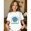 Europäische Größen Cartoon Blaubeer-Print T-Shirt | Rundhals, Lässiges Sommer-Oberteil, Normale Passform