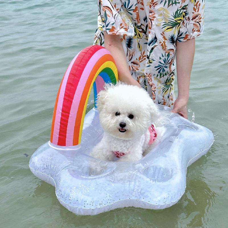 Summer Party Bucket Rainbow Cloud Cup Holder Inflatable Pool Float Beer Drinking Cooler Table Bar Tray Beach Swimming Ring