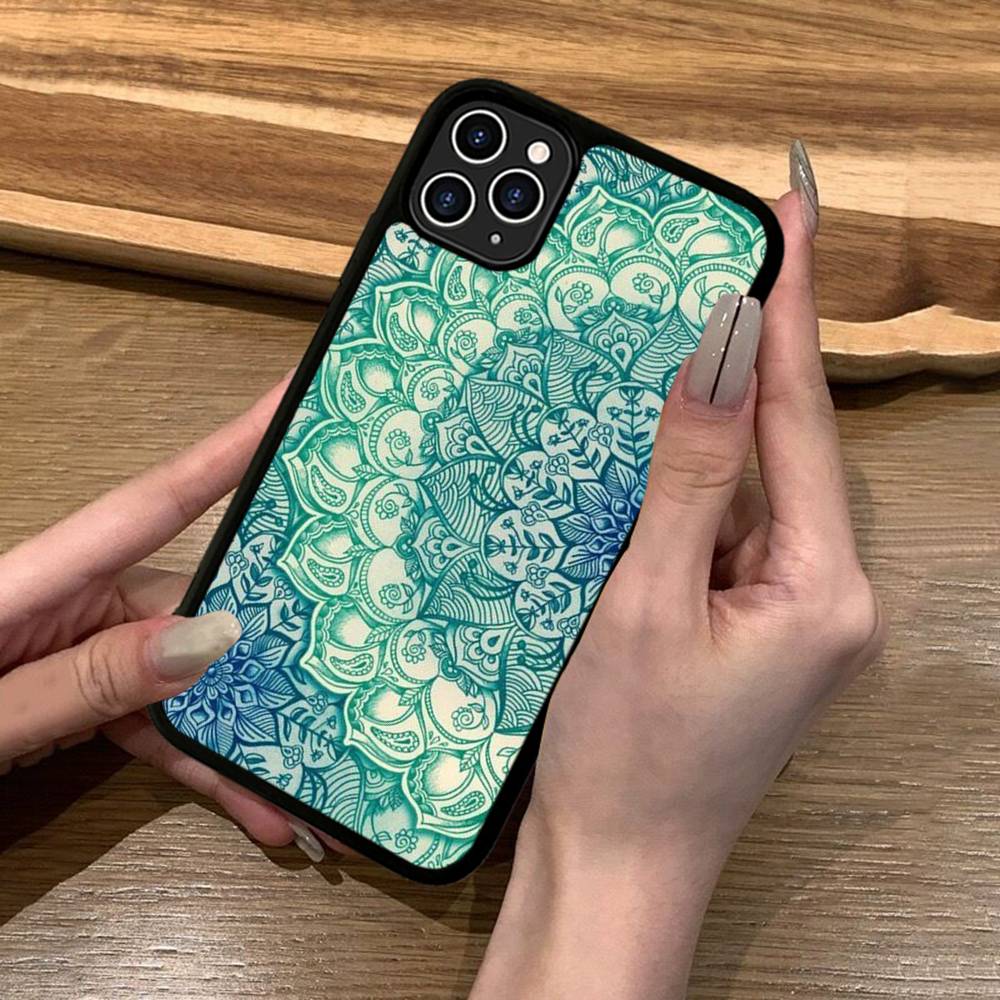 Luxury Art Mandala Phone Case Silicone PC+TPU For For IPhone 11 12 13 14 15 16 Plus Pro Max Cover