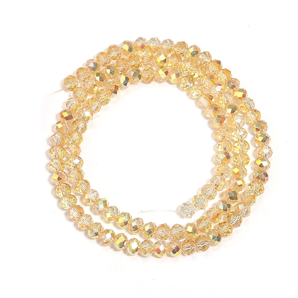 1 Strand 3/4/6/8/10mm Faceted Crystal Beads Brilliant Gold Glass Loose Bead For Jewelry Making DIY Bracelet Necklace Accessories