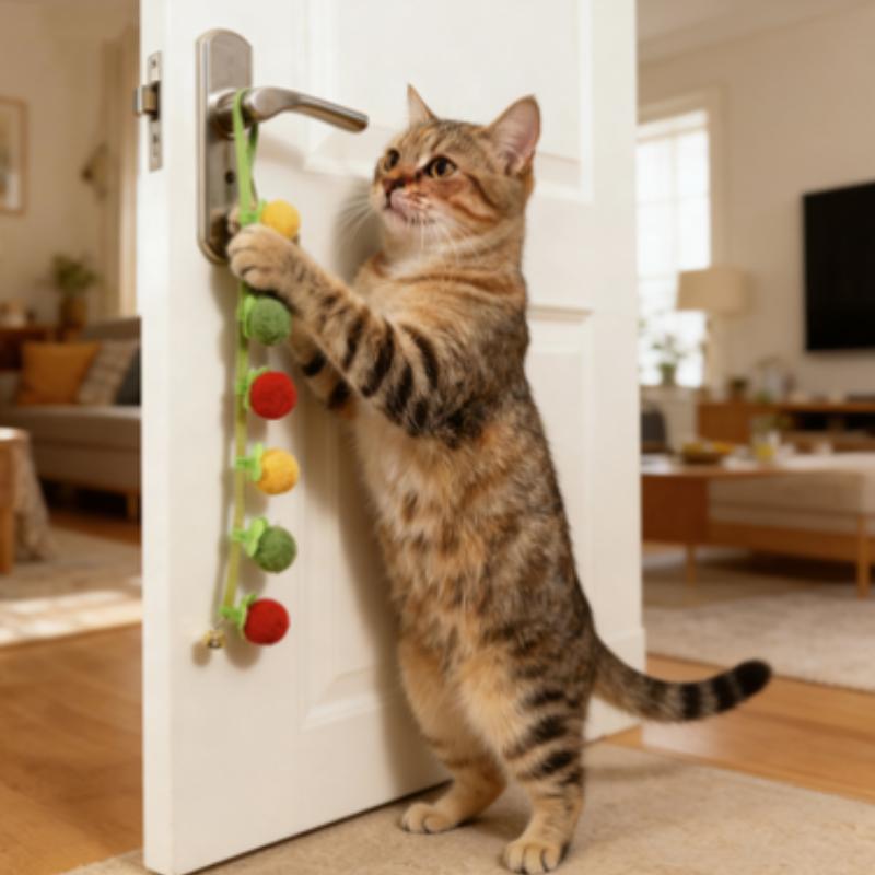 Durable Tomato Shaped Cat Teaser Toy with Bell Interactive Self-Play Toy for Boredom Relief Essential Pet Supplies for Cats